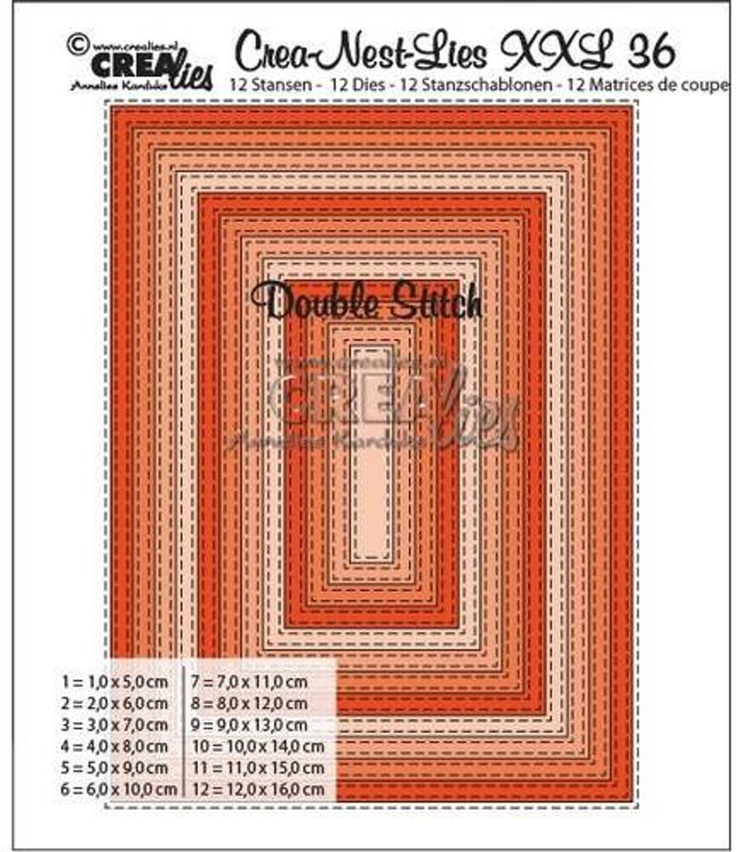 Crealies Double Stitch Rectangle maximaal 12 x 16 centimeter / XXL36