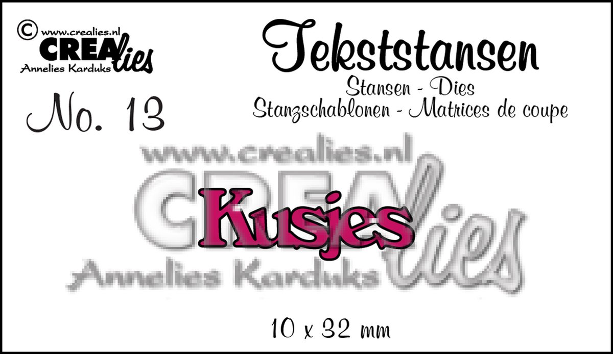   Snijmal Nederlandse tekst no.13 Kusjes