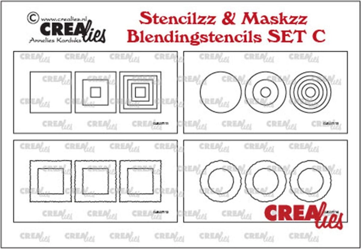 Crealies Stencilzz - 4x Slimline glad en ruwe randen