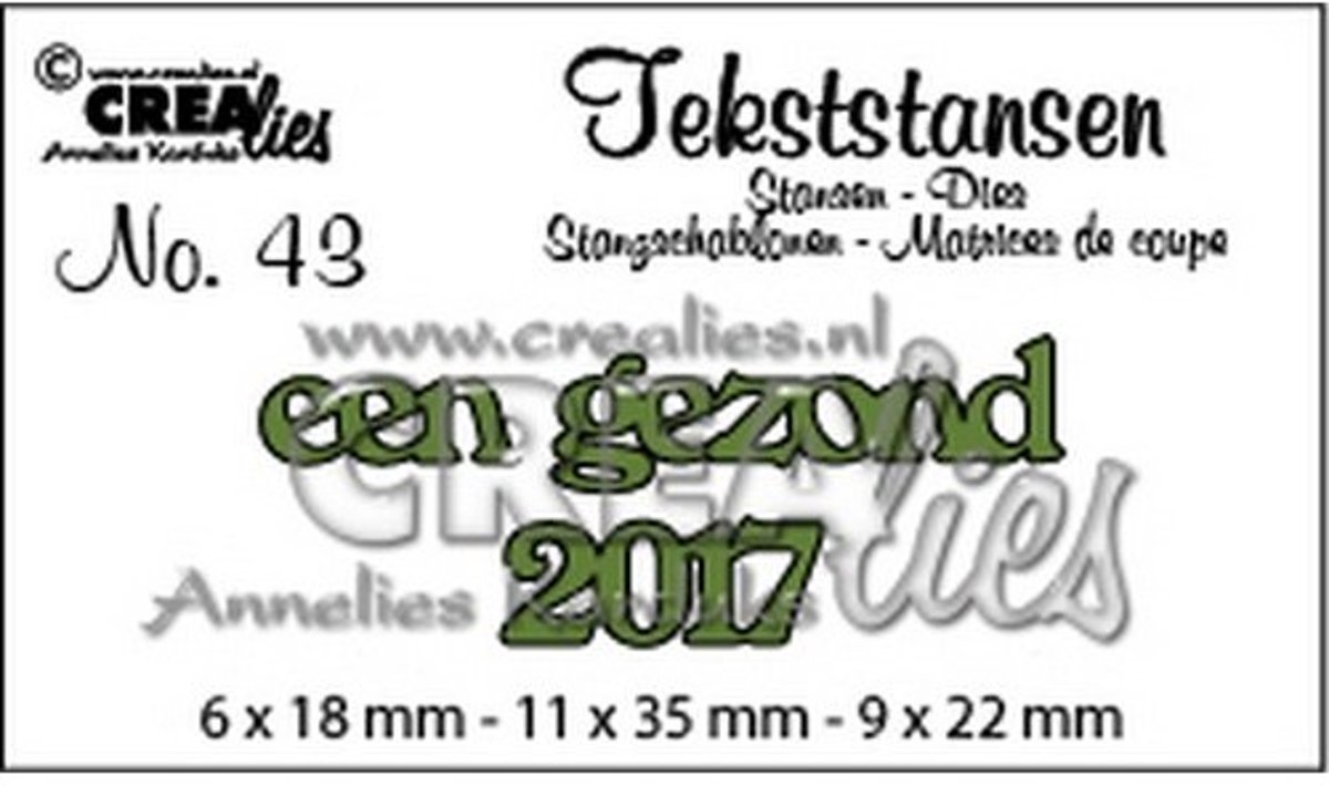   Tekststans nummer 43 Een gezond 2017 (Nederlands) 6x18-11x35-9x22 milimeter / CLTS43