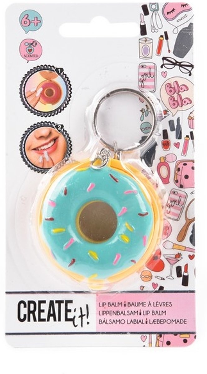 Create It! Donut Lippenbalsem Turquoise Sleutelhanger