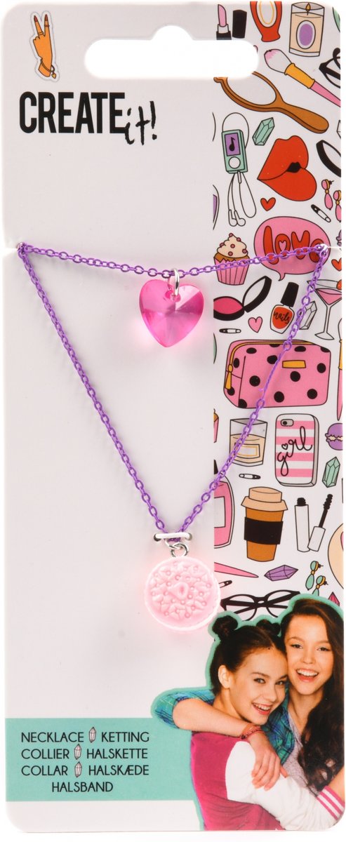 Create It! Ketting Paars Met Hart En Koekje