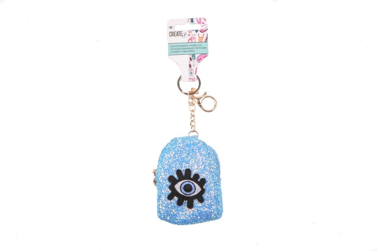 Create It! Sleutelhanger Make-Up Mini Tasje met Ritsje Blauw