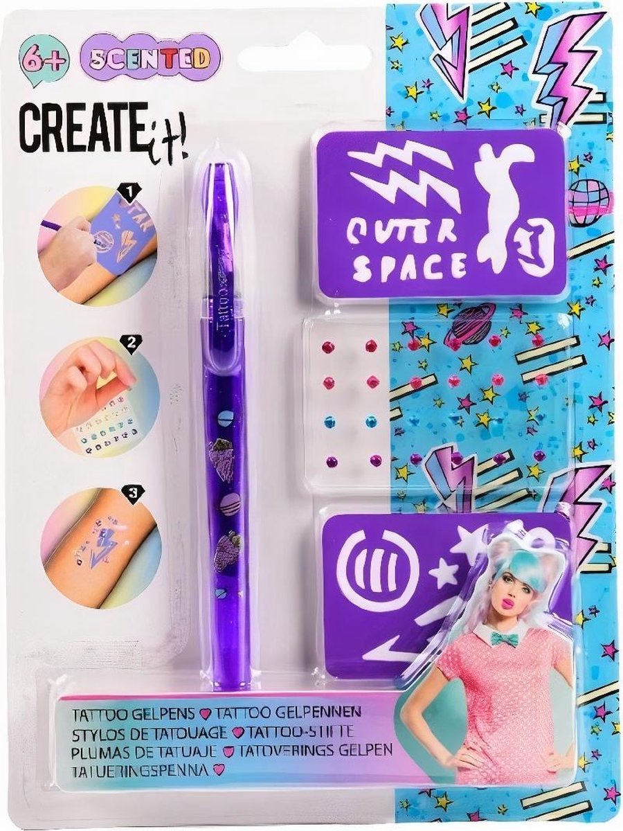 Create It! Tattoopen Met Geur Meisjes 15 X 20 X 2 Cm Paars