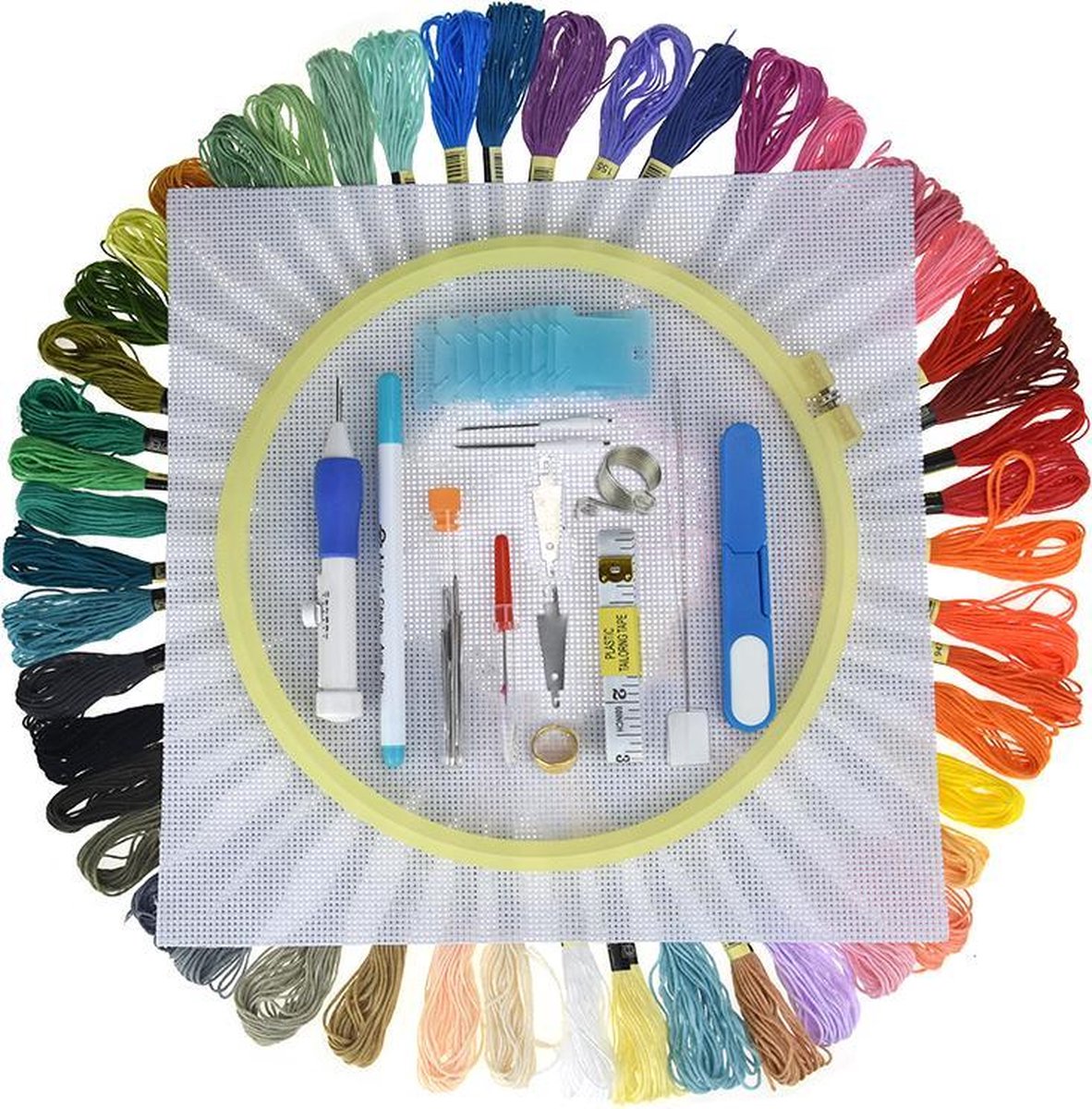 Creatief&zo - Borduren - Punch needle set - Borduurpakketten volwassenen - inclusief borduurring en borduurgaren