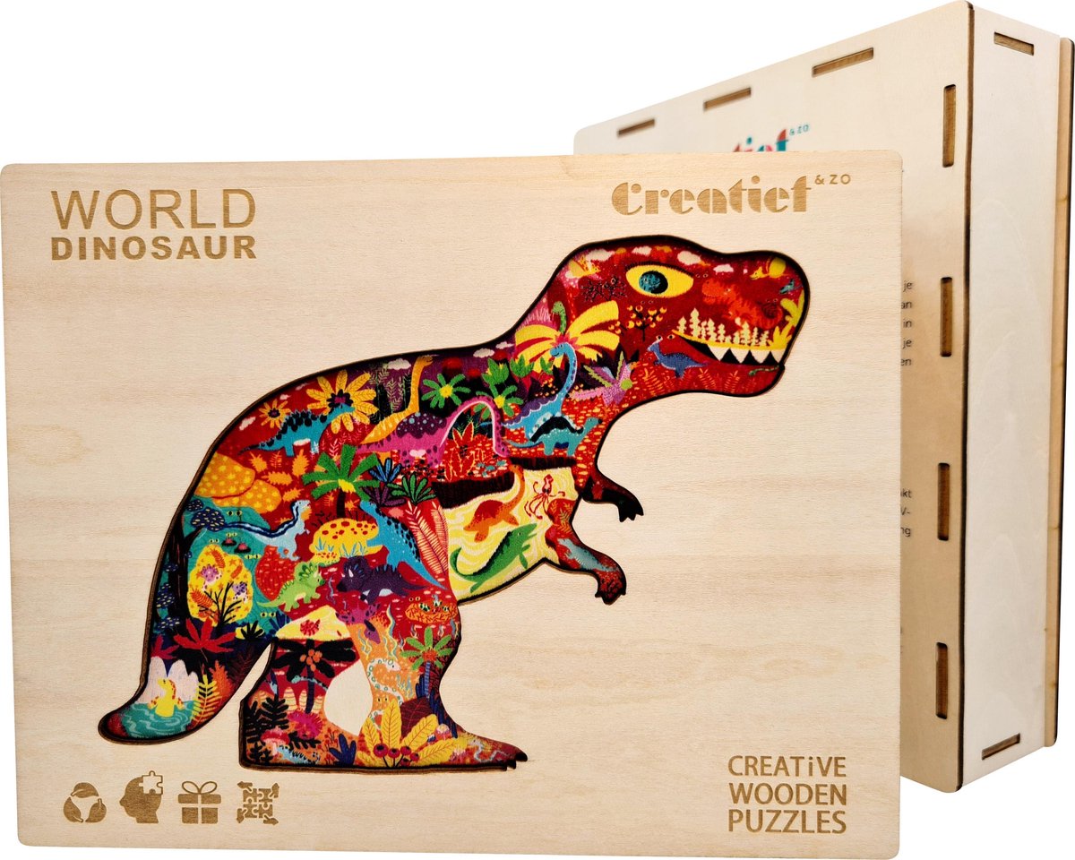 Wereld Dinosaurus - Houten Puzzel - Jigsaw puzzels - Volwassenen - A3