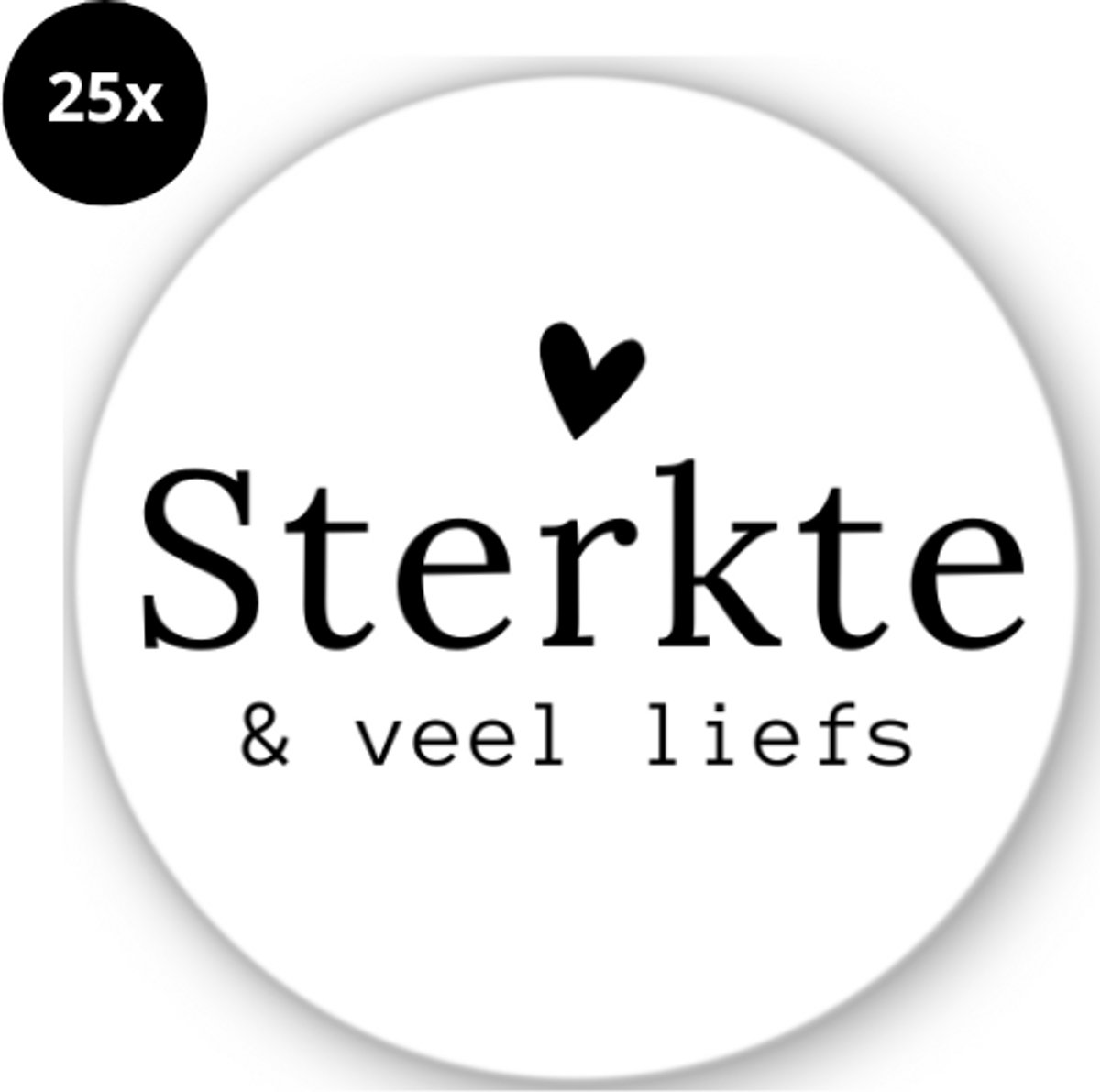 25x Sluitstickers - Sterkte en veel liefs - Sluitzegel - sticker - beterschap - 40mm - matte sicker