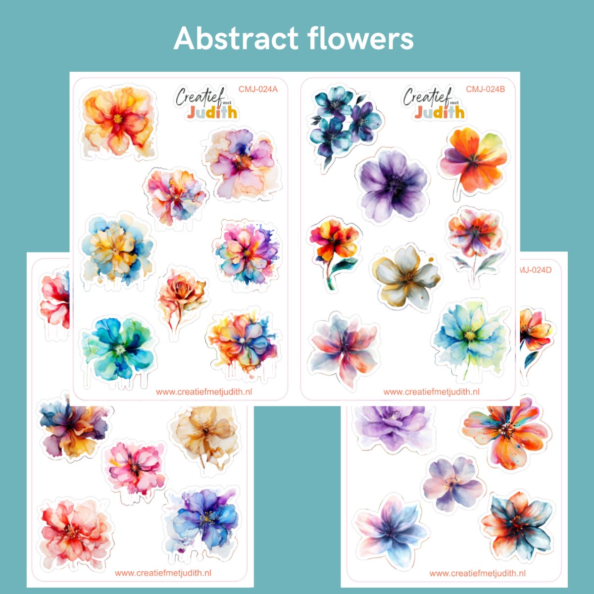 Bullet Journal Stickers - Planner Agenda Stickers - Abstract flower stickers - 4 stickervellen - bloemen - Scrapbook stickers - Deco stickers - kunst bloem stickers - volwassenen en kinderen