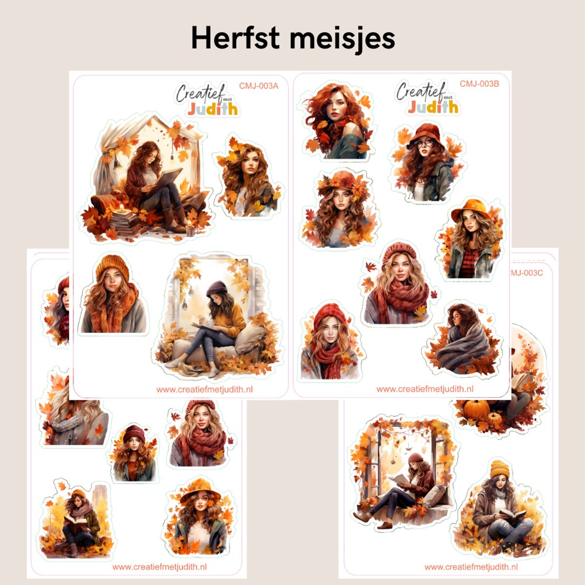 Bullet Journal Stickers - Planner Agenda Stickers - Autumn girl stickers - 4 stickervellen - Herfst - Scrapbook stickers - Deco stickers - meisjes stickers - Stickers volwassenen en kinderen