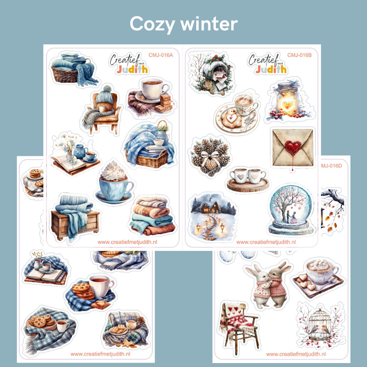 Bullet Journal Stickers - Planner Agenda Stickers - Cozy winter stickers - 4 stickervellen - dekens - Scrapbook stickers - Deco stickers - knusse koffie thee stickers - volwassenen en kinderen