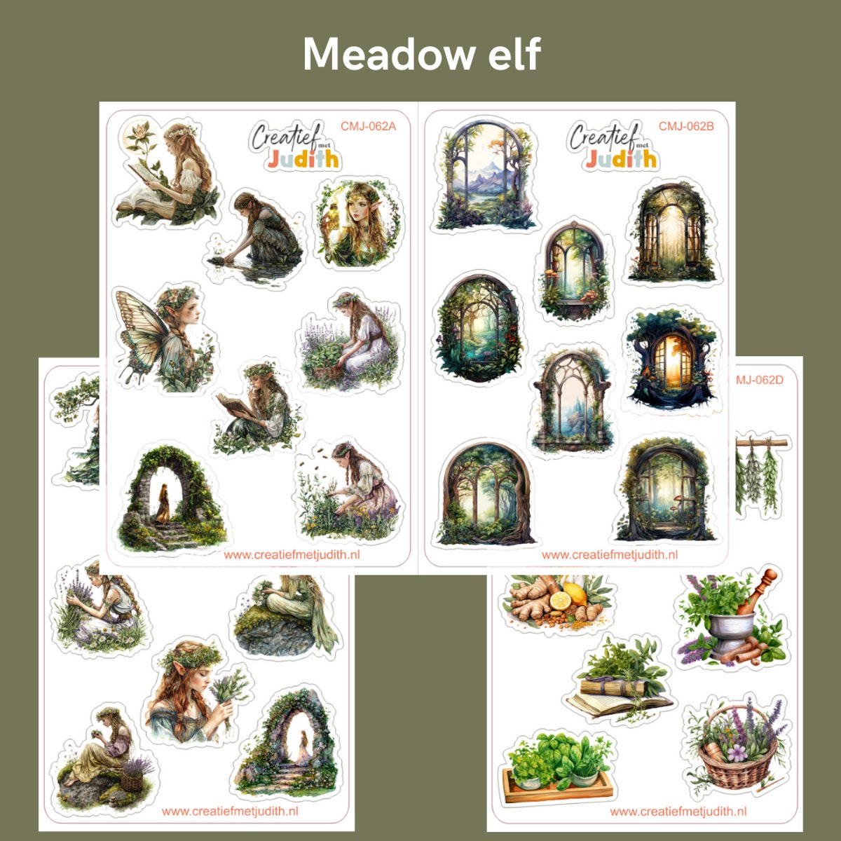 Bullet Journal Stickers - Planner Agenda Stickers - Meadow elf stickers - 4 stickervellen - Elven - Scrapbook stickers - Deco stickers - bos groen stickers - volwassenen en kinderen