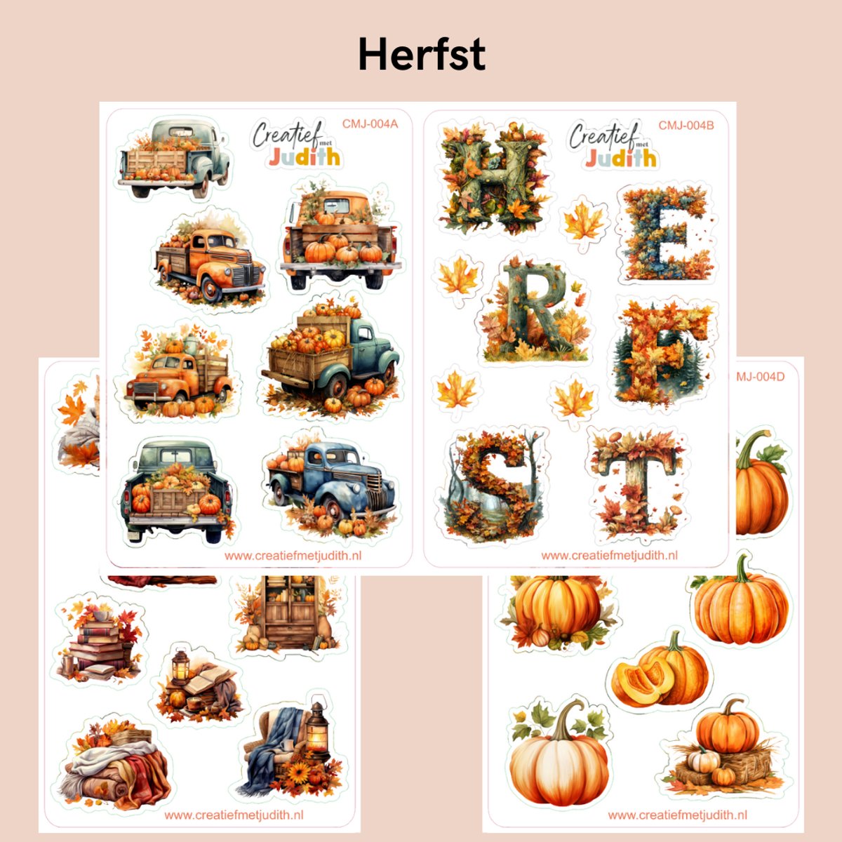 Bullet Journal Stickers - Planner Agenda Stickers - herfst stickers - 4 stickervellen - bladeren - Scrapbook stickers - Deco stickers - pompoen stickers - volwassenen en kinderen