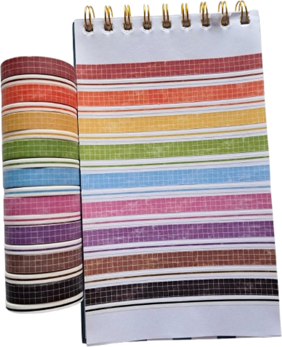 Bullet Journal washi tape - Set van 18 rollen - Grid & Line - Regenboog tape - Planner Agenda washi - Washi tape - 10 meter - Scrapbook stickers - Deco stickers - volwassenen en kinderen