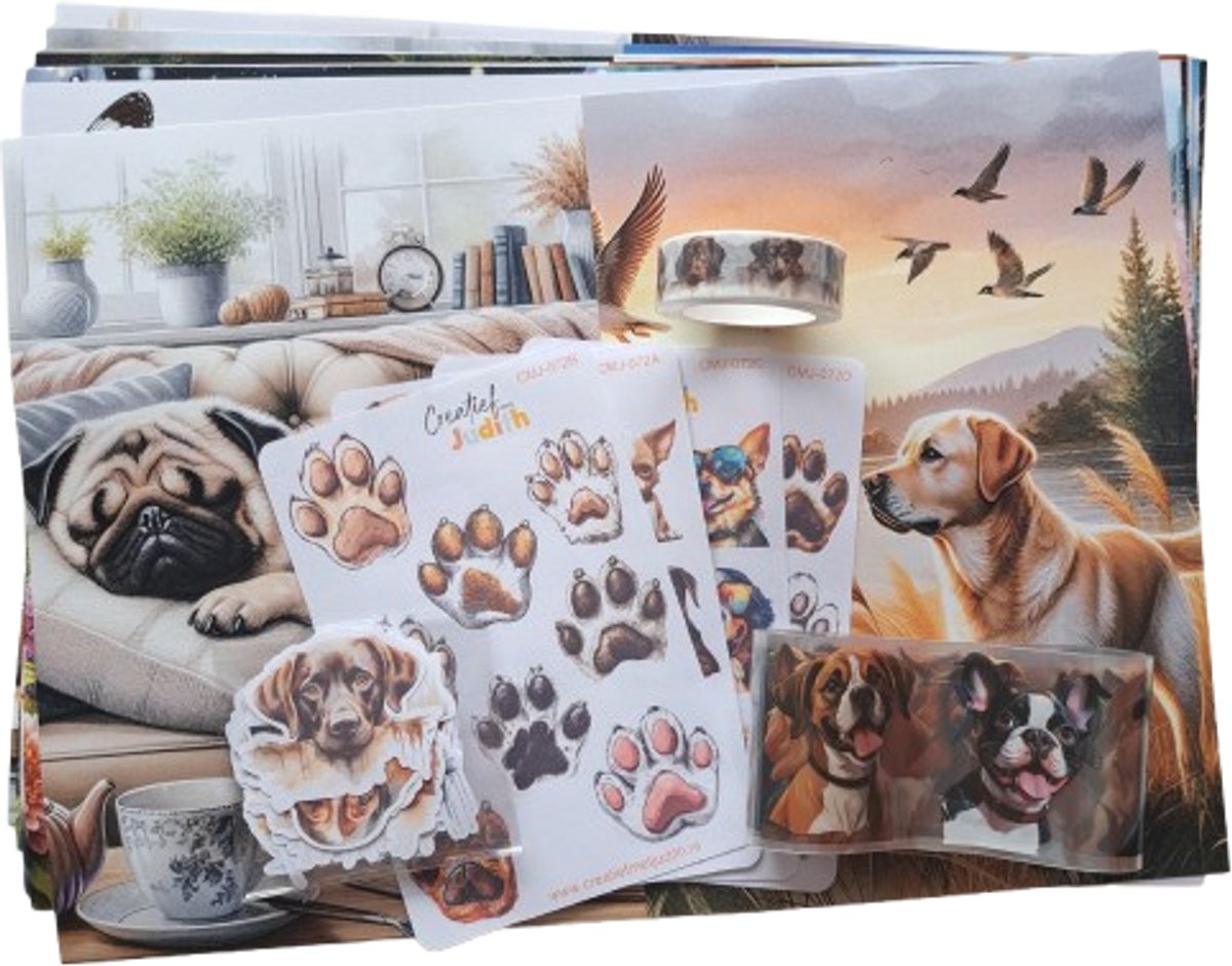 Honden journal set - stickers - papier - thema Honden - bullet journal stickers - scrapbook - knutsel bundel - hobbypakket - volwassenen en kinderen