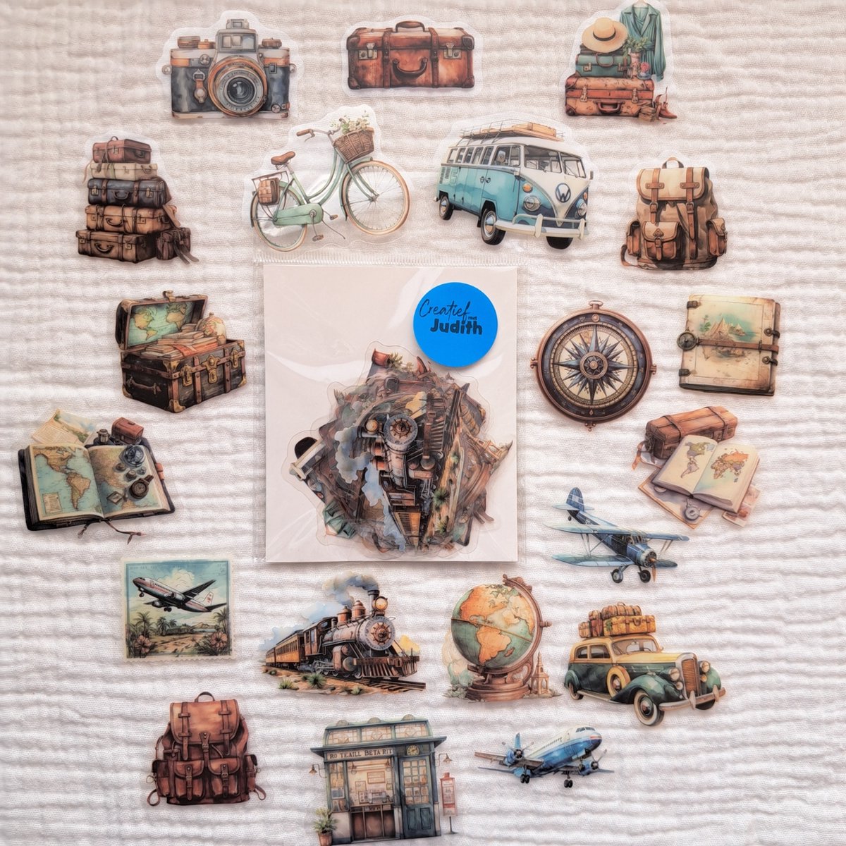 Reizen stickers - transparante stickers - 40 stuks - thema reizen- bullet journal stickers - scrapbook - laptop stickers - volwassenen en kinderen