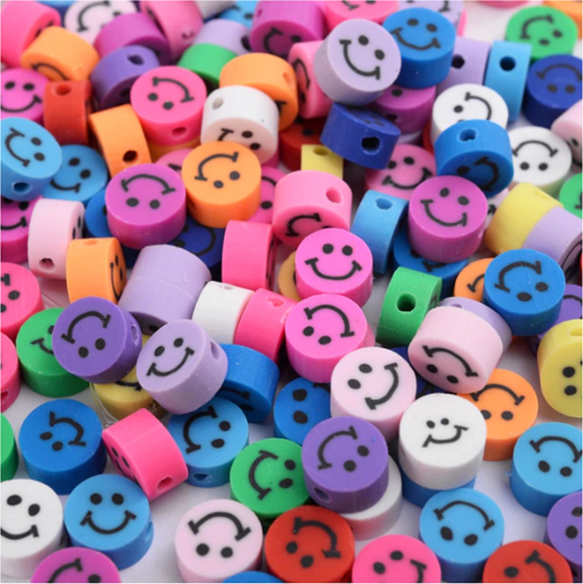 Klei kralen - Polymeer kralen - Smileys - Kleurrijk - 10mm - 100 stuks