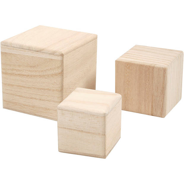   Houten Kubussen, Set van 3