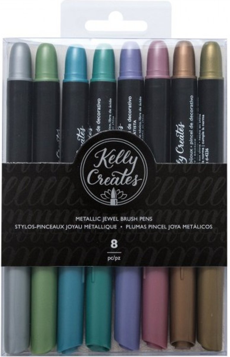 Brush pennen - Kelly Creates brush pens metallic jewel x8