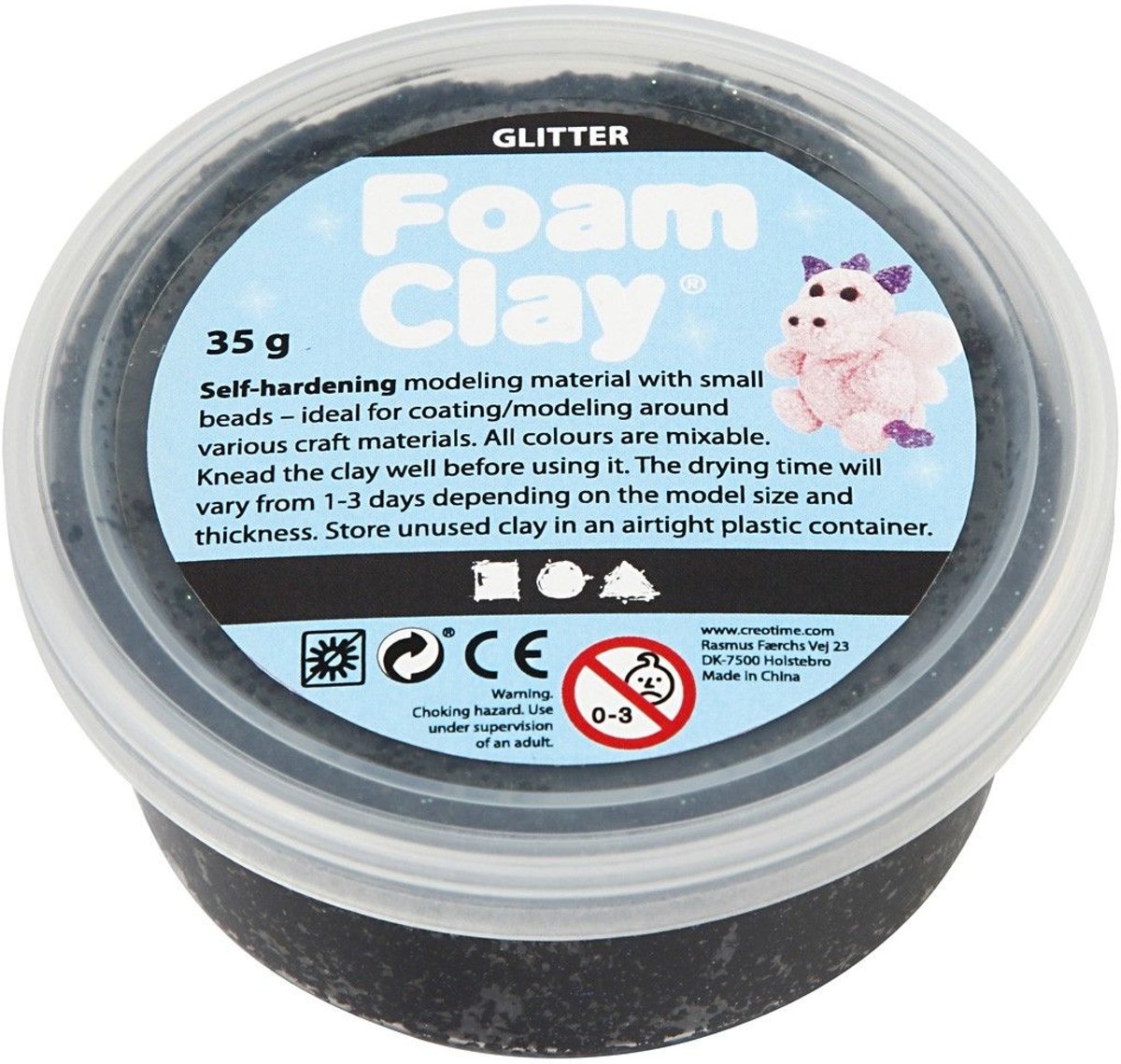 Creativ Company Foam Clay Boetseerklei Zwart 35 g 1 stuk(s)