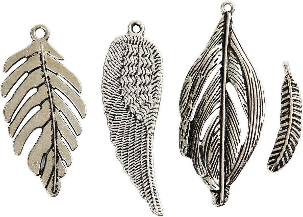 Creotime Veertjes  2,9 - 5,5 Cm 4 Stuks Zilver