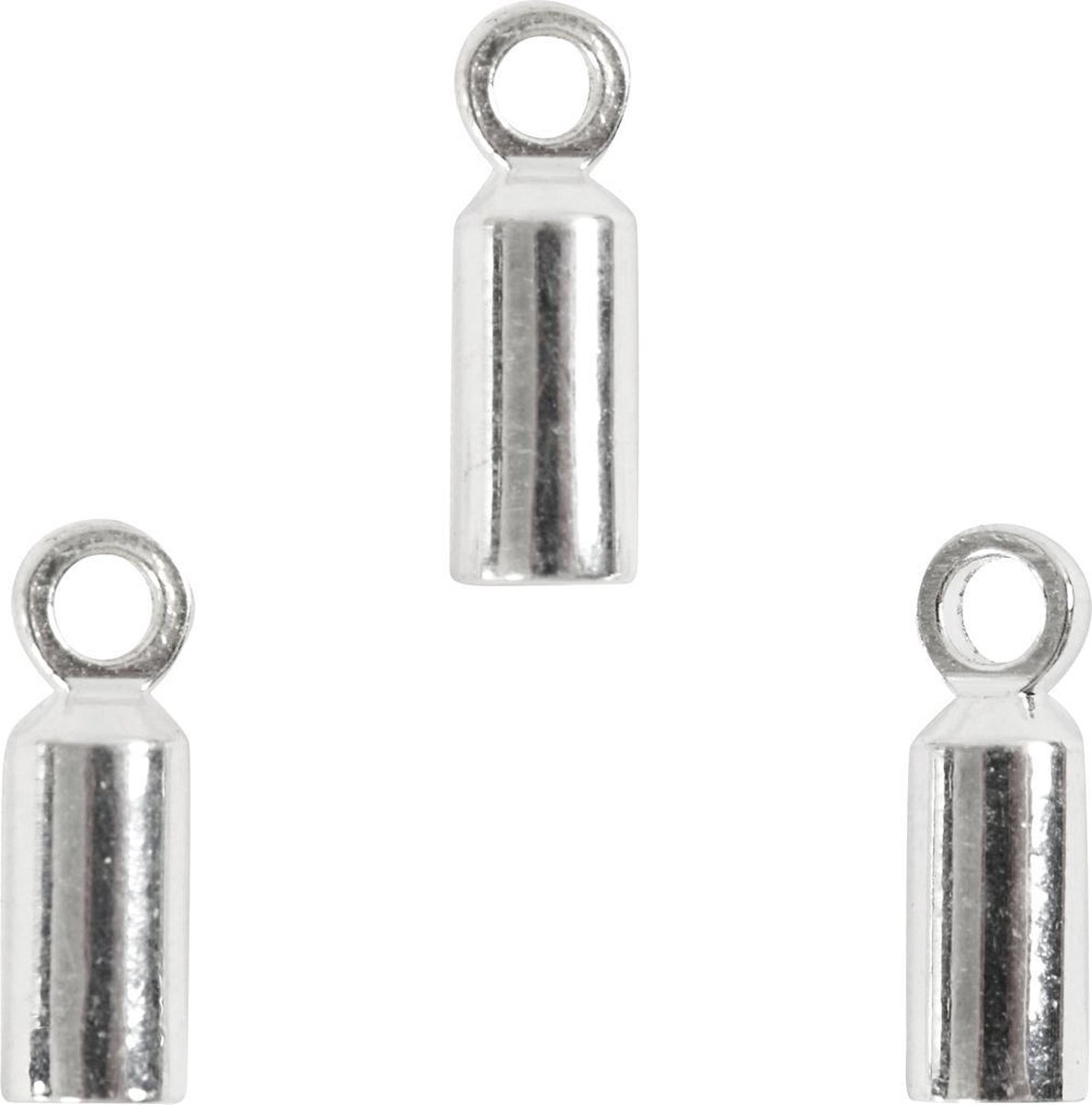 Eindkappen, d: 2 mm, l: 8 mm, 100 stuks, verzilverd