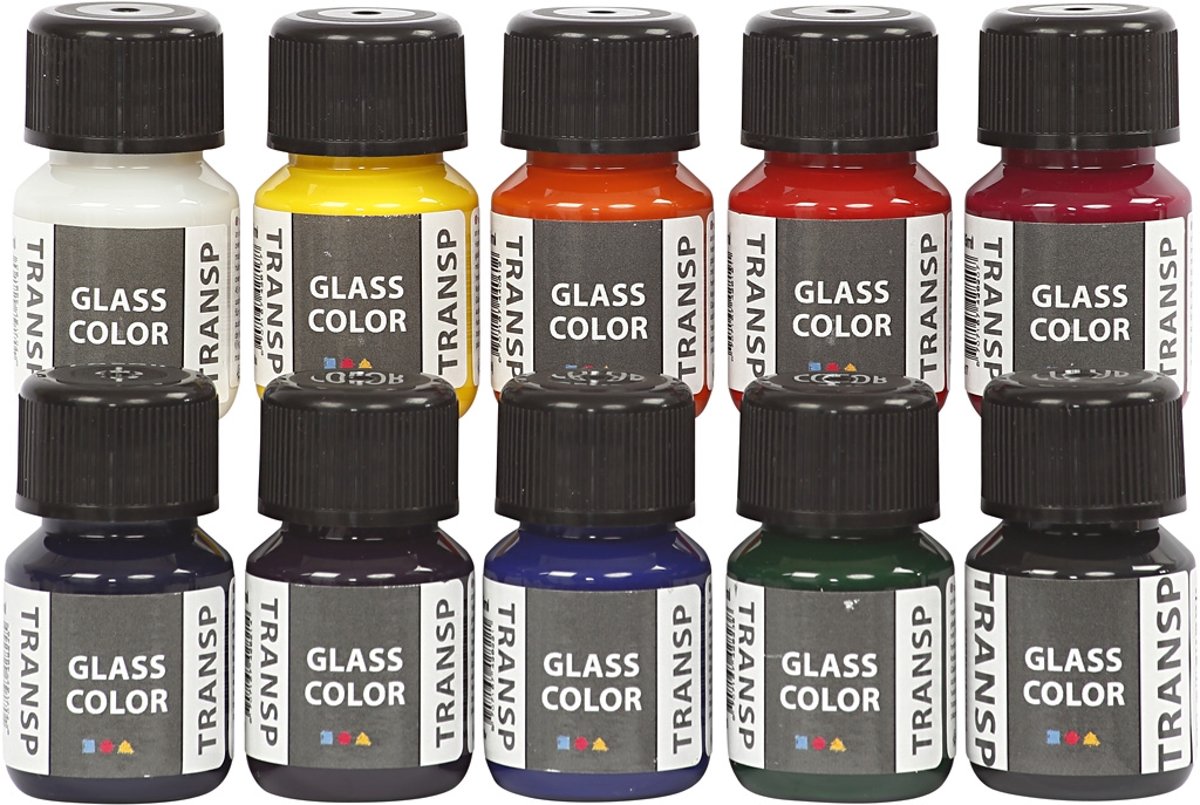 Glass Color Transparent, kleuren assorti, 10x35 ml