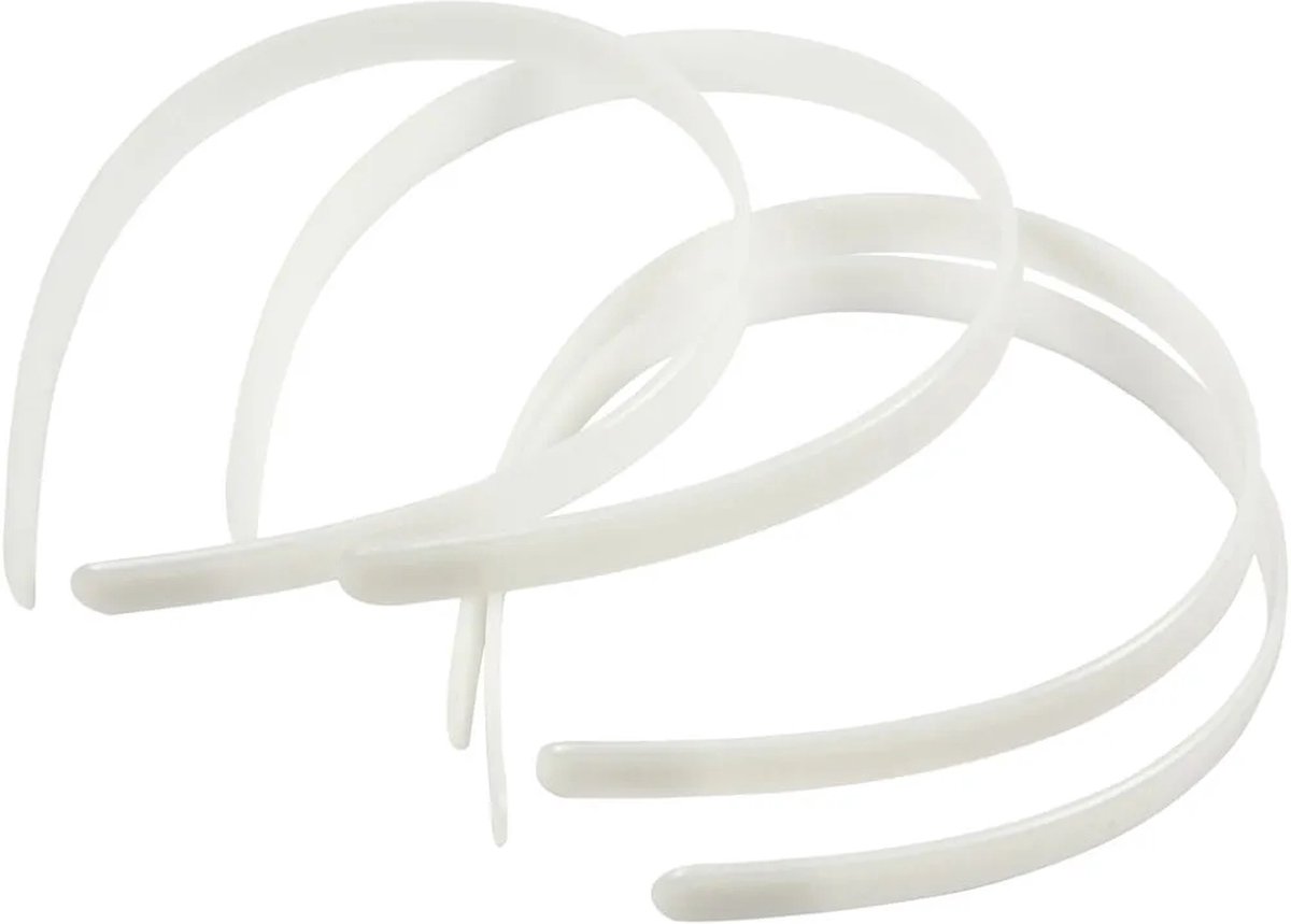 Haarband - Dunne Haarbandjes - Wit - DIY - Haarbanden Versieren Decoreren - Breedte: 13 mm - 5 stuks - Incl. Gift