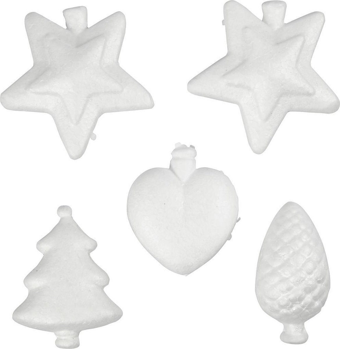 Piepschuim kerstfiguren 5 stuks 7-8 cm - knutselen