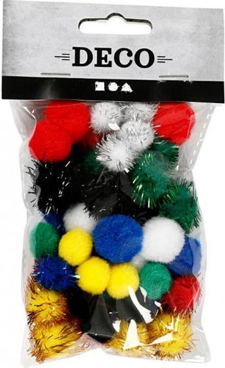 pompoms 15/20 mm pluche 48 stuks