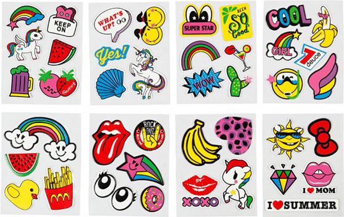 stickerset zachte stickers kleurrijk 8 vellen