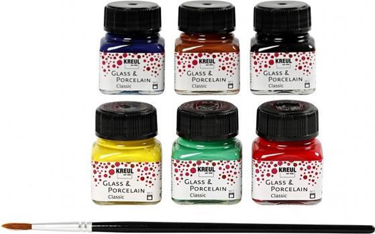 verf 6 stuks 20 ml glas- & porselein multicolor classic