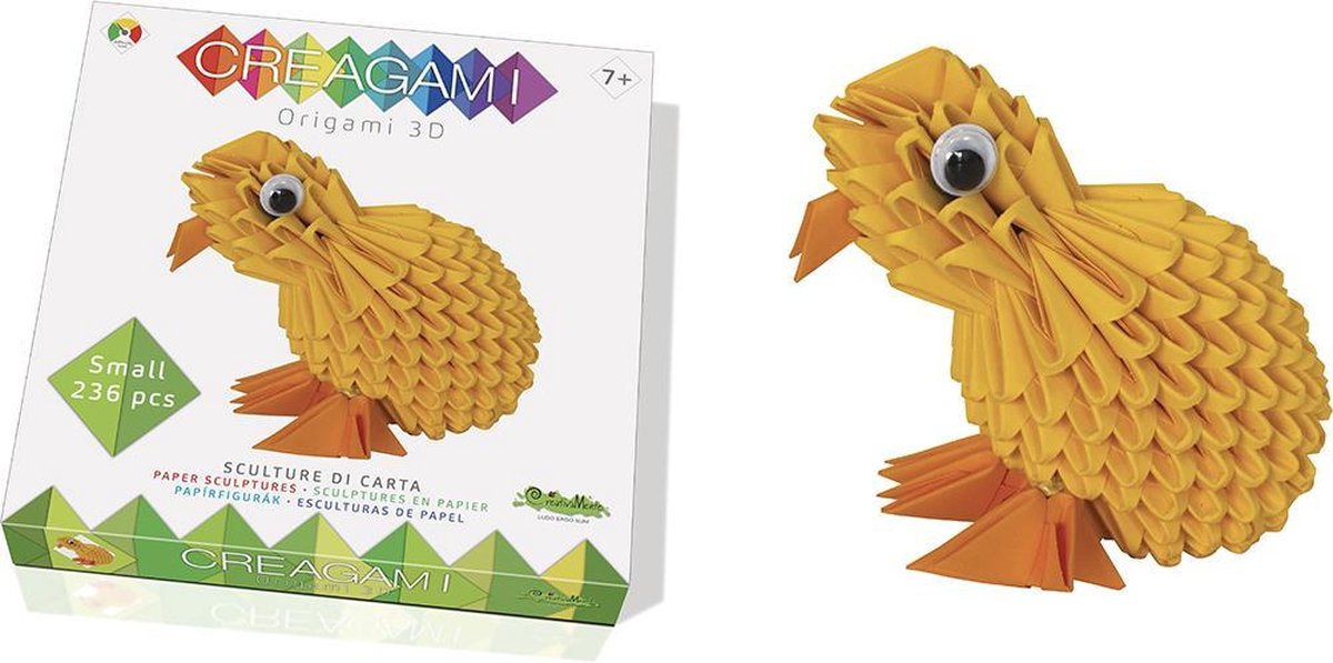 Creagami S: KUIKEN Origami 3D H11cm, 236-delig, doos 21x21x3cm. Made in Italy, 7+