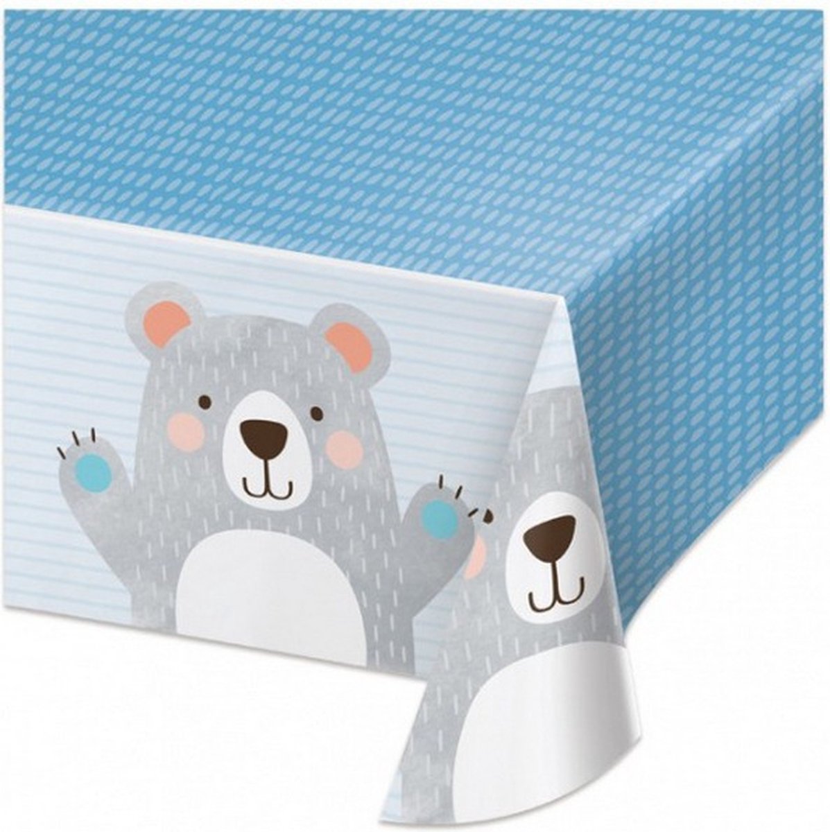 tafelkleed Birthday Bear junior 137 x 259 cm blauw