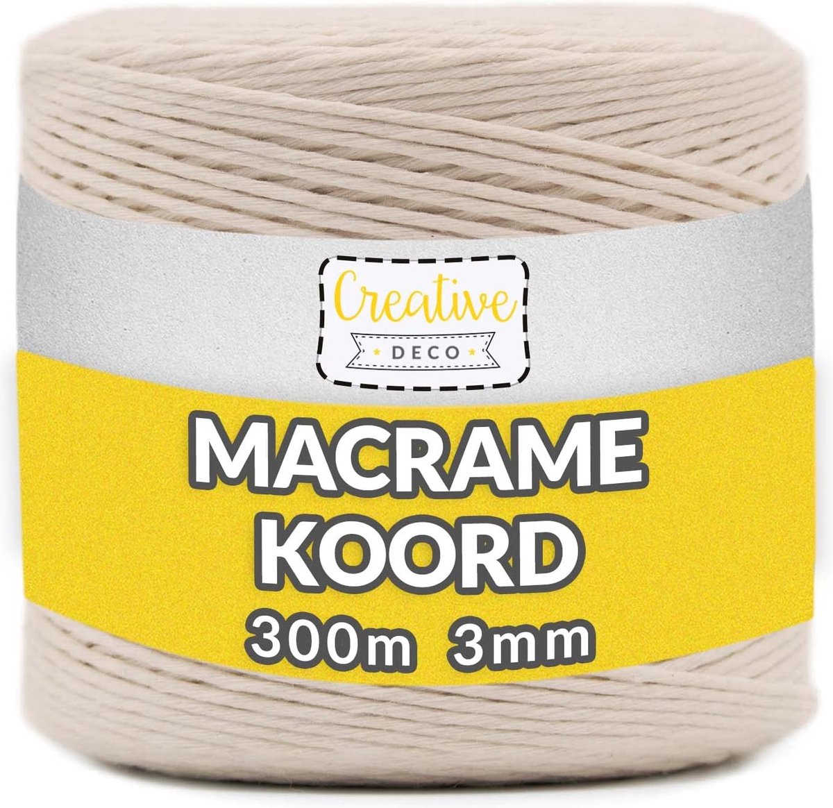 Creative Deco Beige Macrame Koord – 300m – Katoen, 12-laags