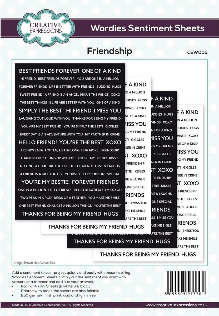 Creative Expressions Wordies Sentiment Sheets Friendship