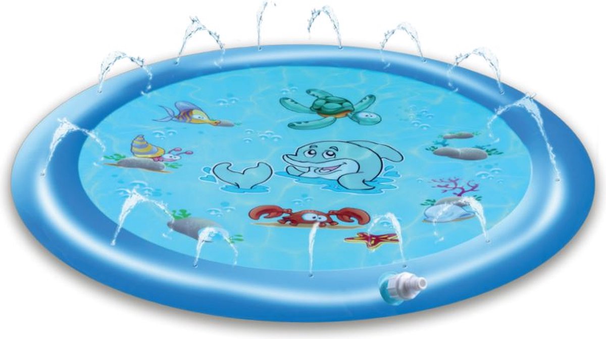 Creative Kids Waterspeelmat Ø170CM - Watermat met Sproeisysteem - Onderwaterprint - Vanaf 3 Jaar - Kunststof - Blauw