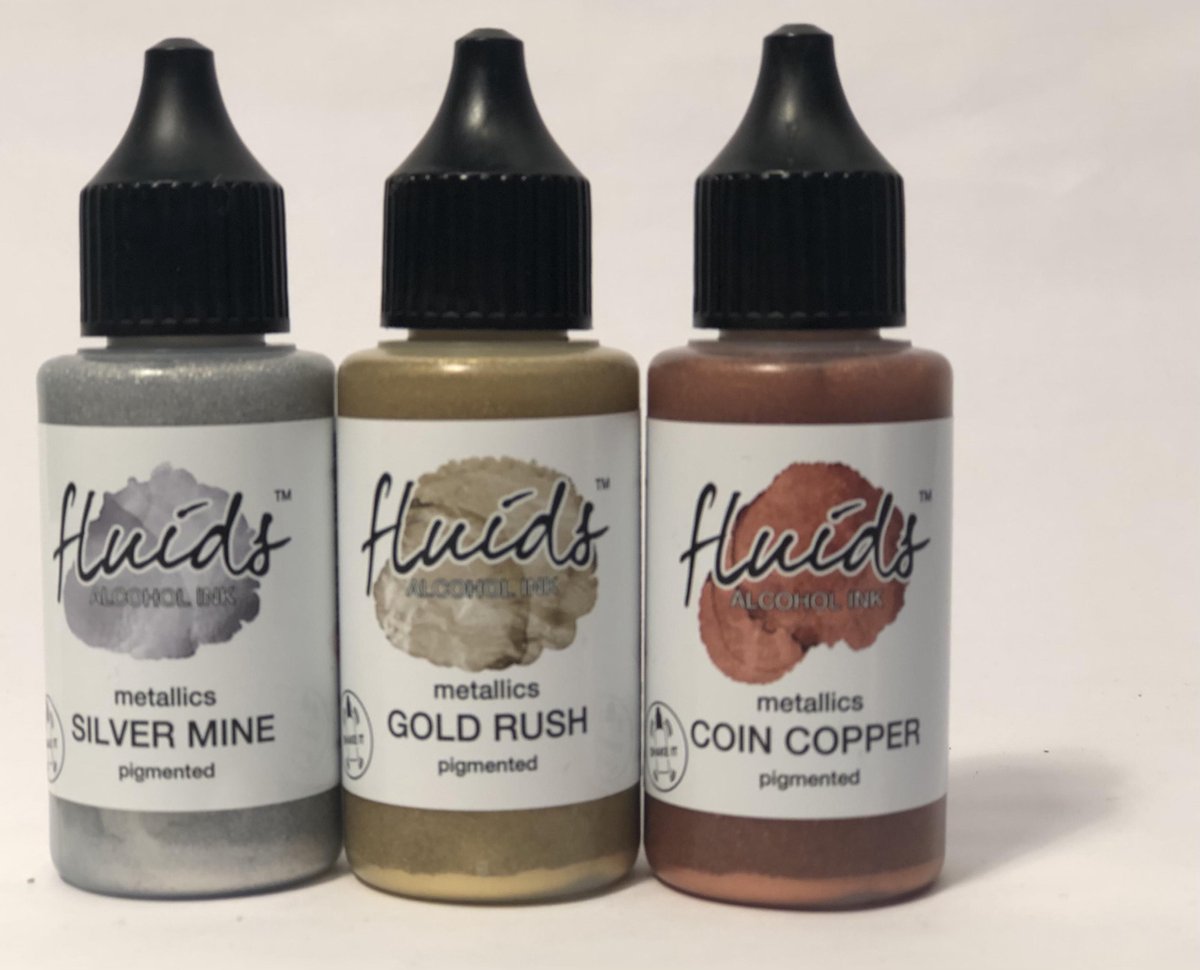 Mixed media alcohol inkt 30ml - set METALLIC - 3 kleuren: goud - zilver - brons