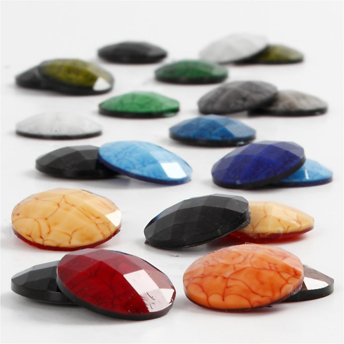 Cabochons - Assortiment, d: 14 mm, kleuren assorti, 300 assorti