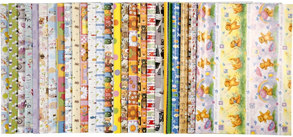 Cadeaupapier, vel 52x75 cm, 50 assorti vel