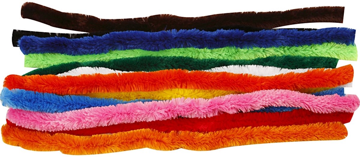 Chenille draad, dikte 25 mm, kleuren assorti, 60 assorti