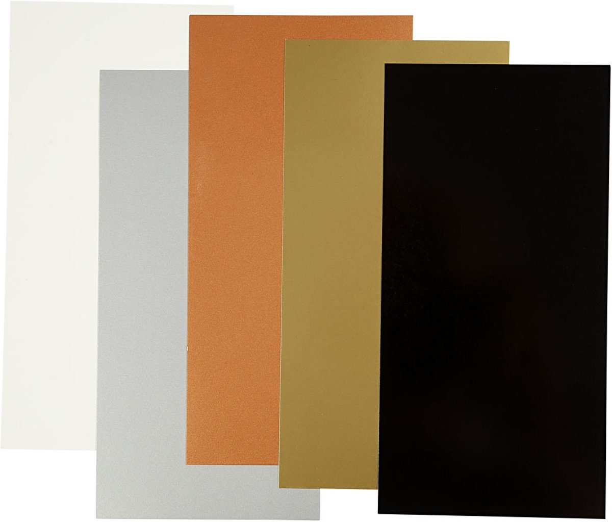 Color Dekor, vel 10x20 cm, metallic kleuren, 5 assorti vel