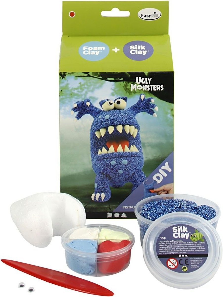 Creotime Foam-/silk Clay Set Funny Friends Blauw