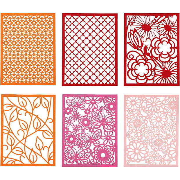 Creotime kartonblok 10,5 x 14,8 cm 6 designs 4 kleuren roze/rood