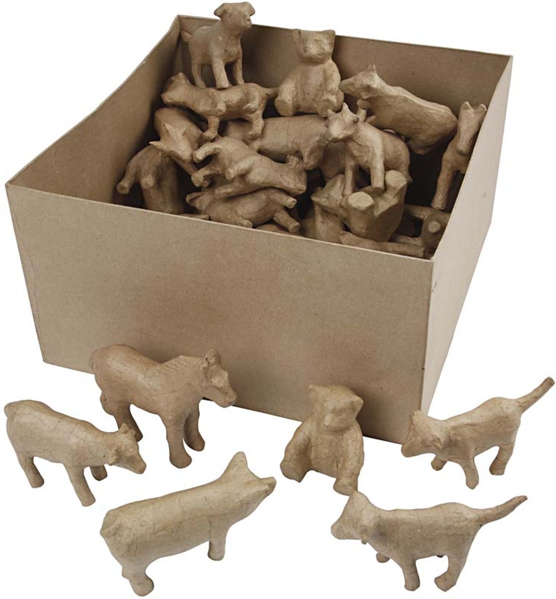 Doos met kleine dieren, h: 8-12 cm, 60 assorti