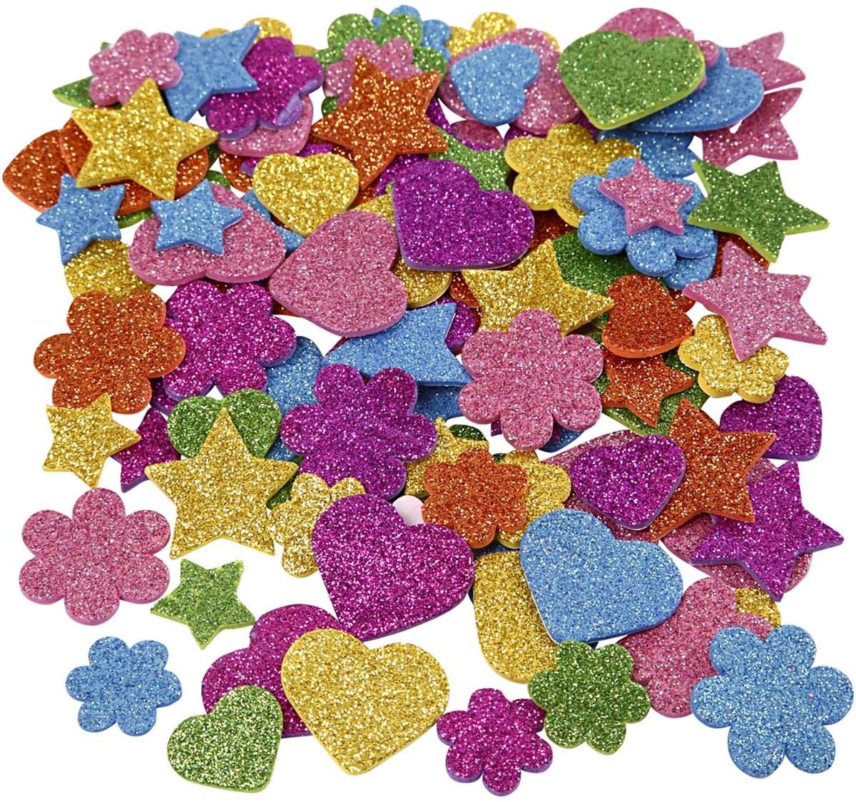 EVA Foam figuren, d: 19+29 mm, ster, hart, bloem, 800 assorti