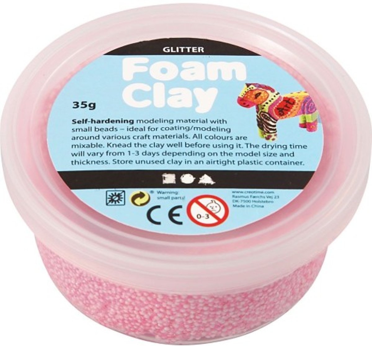 Foam Clay Creotime glitter lichtrood 35 gram