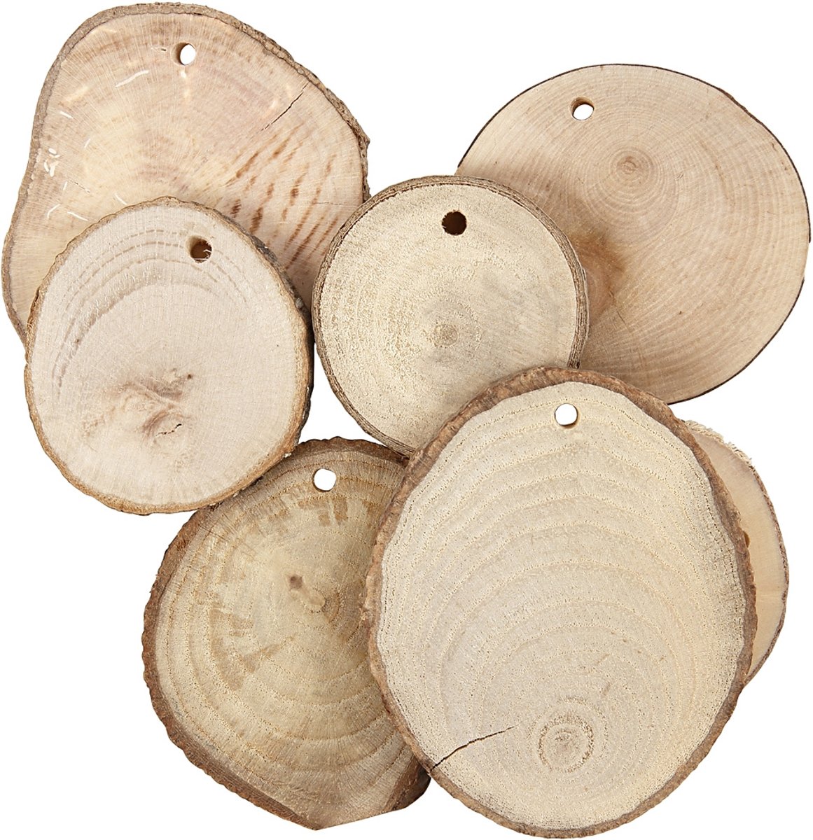 Houten schijven, d: 5-7 cm, 25 stuks