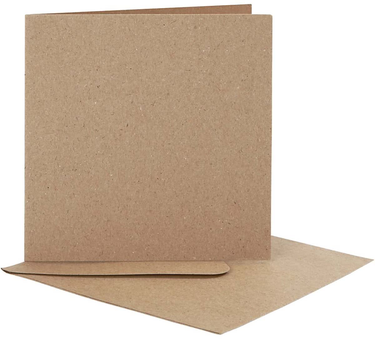 Kaarten en enveloppen, afmeting kaart 12,5x12,5 cm, afmeting envelop 13,5x13,5 cm, naturel, 10sets