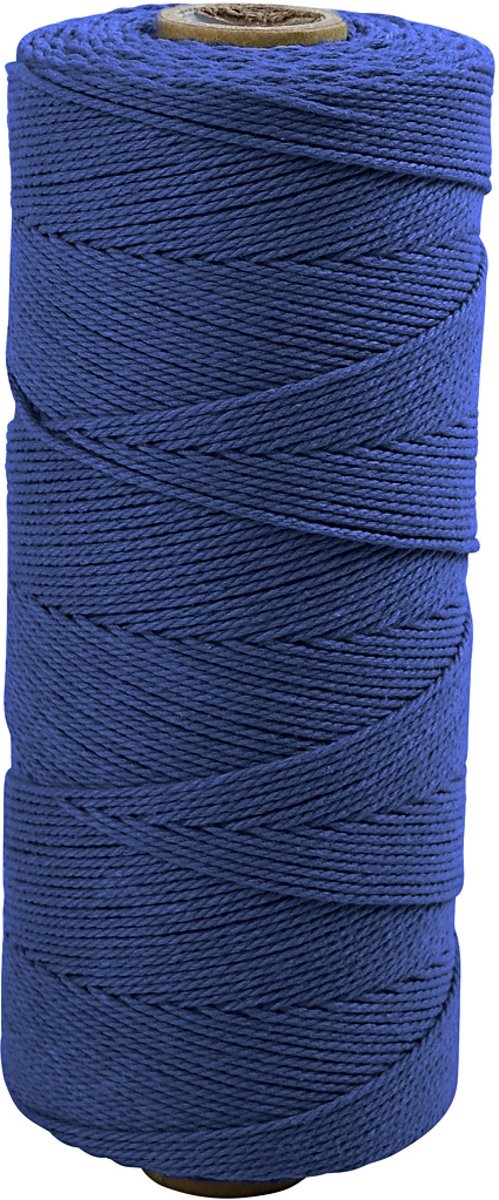 Katoen getwijnd koord, l: 320 m, blauw, Dunne kwaliteit 12/12, 250 gr