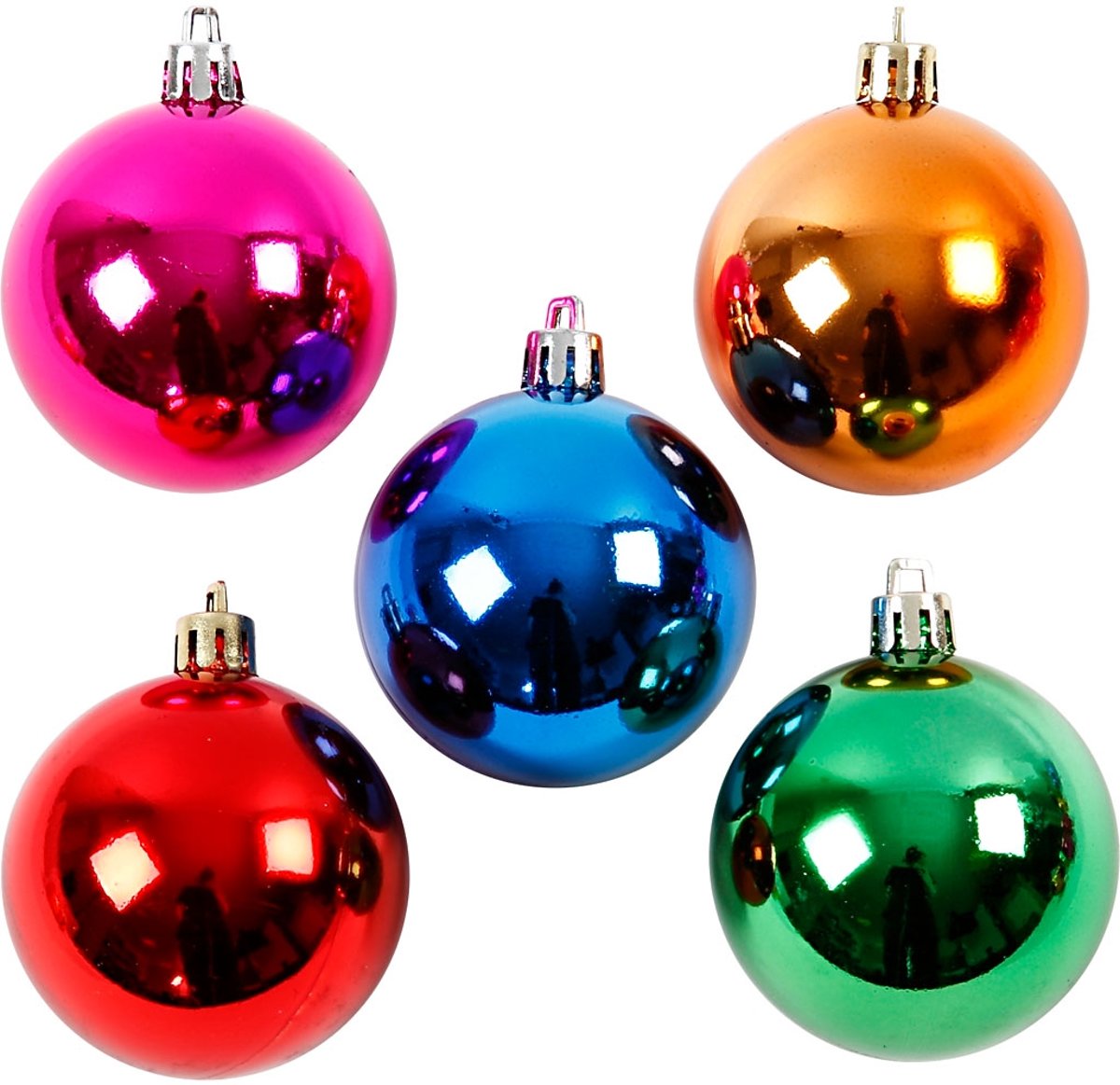 Kerstballen, d: 6 cm, sterke kleuren, 20 assorti